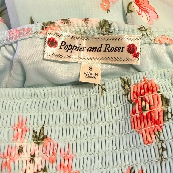 Poppies & Roses Girls Floral Chiffon Smocked Party Photos Church Dress | Size 8 - Picture 3 of 5